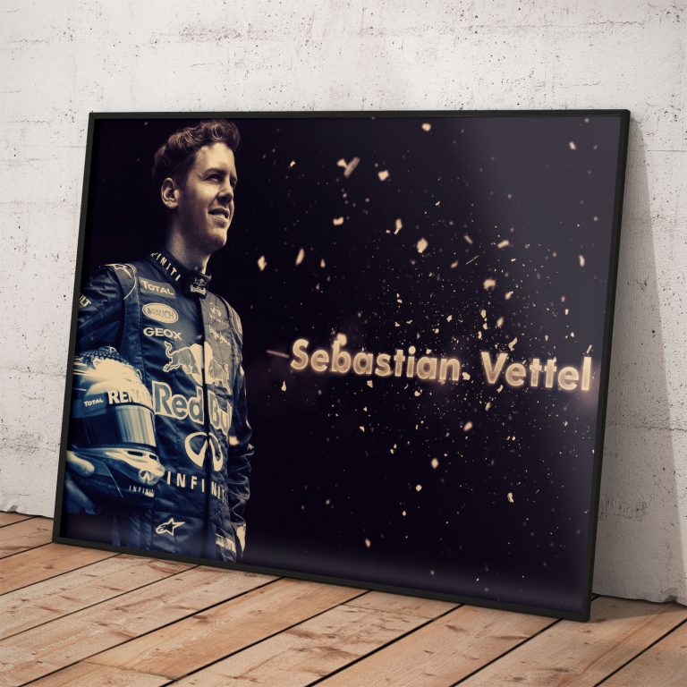 Sebastian Vettel v Red Bull kombinéze na kvalitnom plagáte