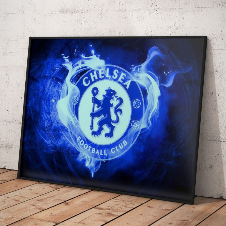 Chelsea FC plagát s logom klubu v modrom srdci, kvalitná pololesklá tlač