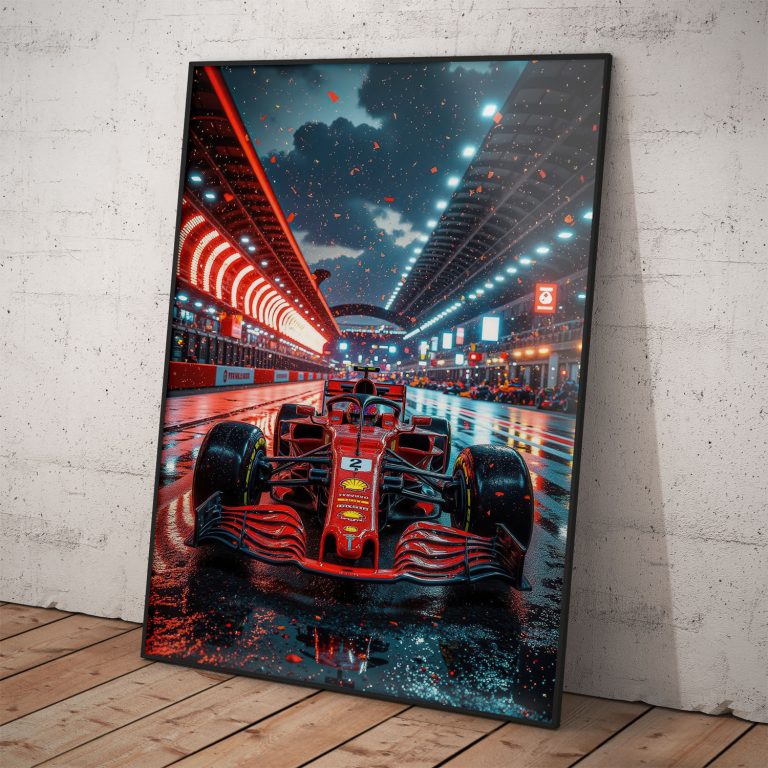Plagát Scuderia Ferrari na štarte, kvalitný pololesklý papier, voliteľné rámovanie