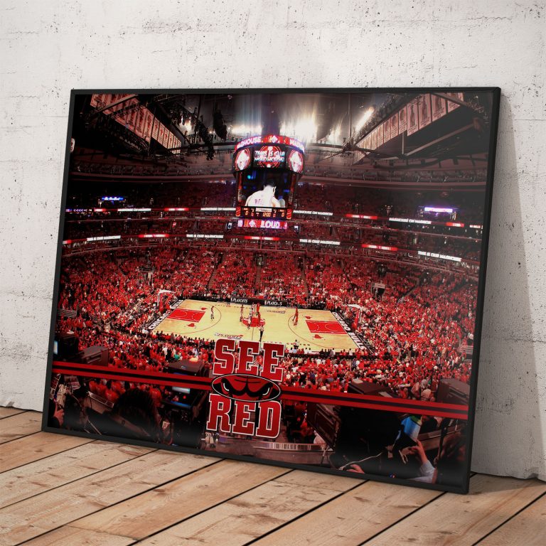 Plagát Chicago Bulls so štadiónom, kvalitný pololesklý papier