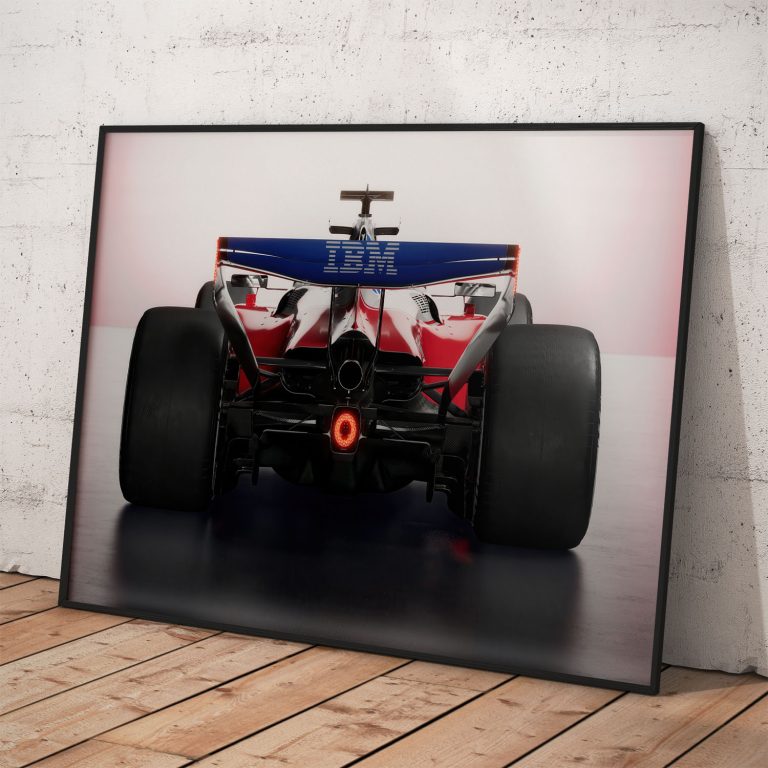 Plagát monopostu Scuderia Ferrari 2026 na kvalitnom pololesklom papieri.