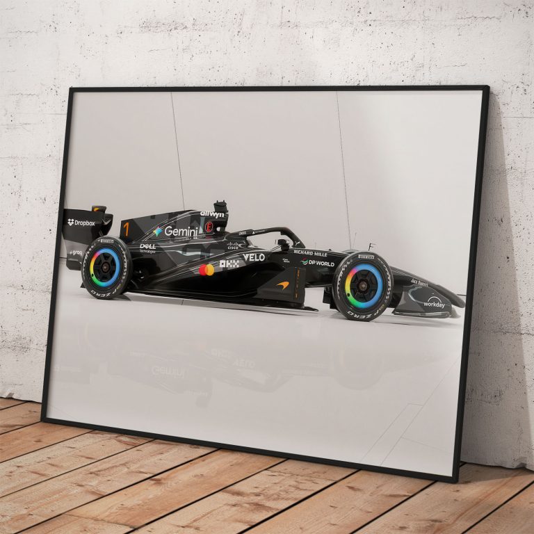 Plagát McLaren MCL40A pre sezónu 2026 na kvalitnom pololesklom papieri.
