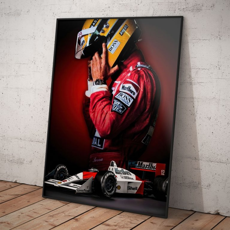 Plagát Ayrton Senna v McLaren MP4 s kvalitnou tlačou