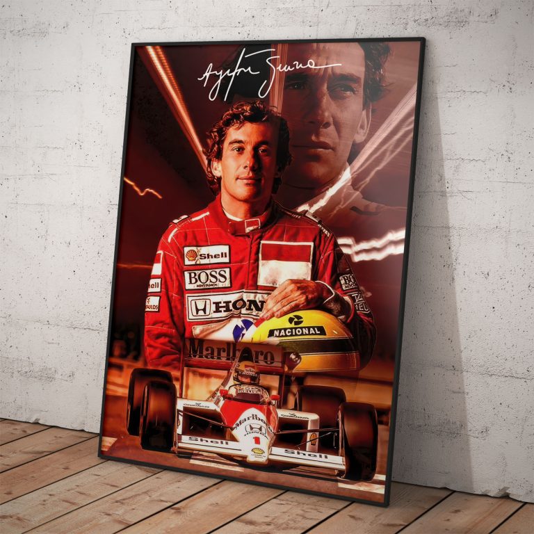 Plagát Ayrton Senna s podpisom, kvalitný papier, voliteľný rám