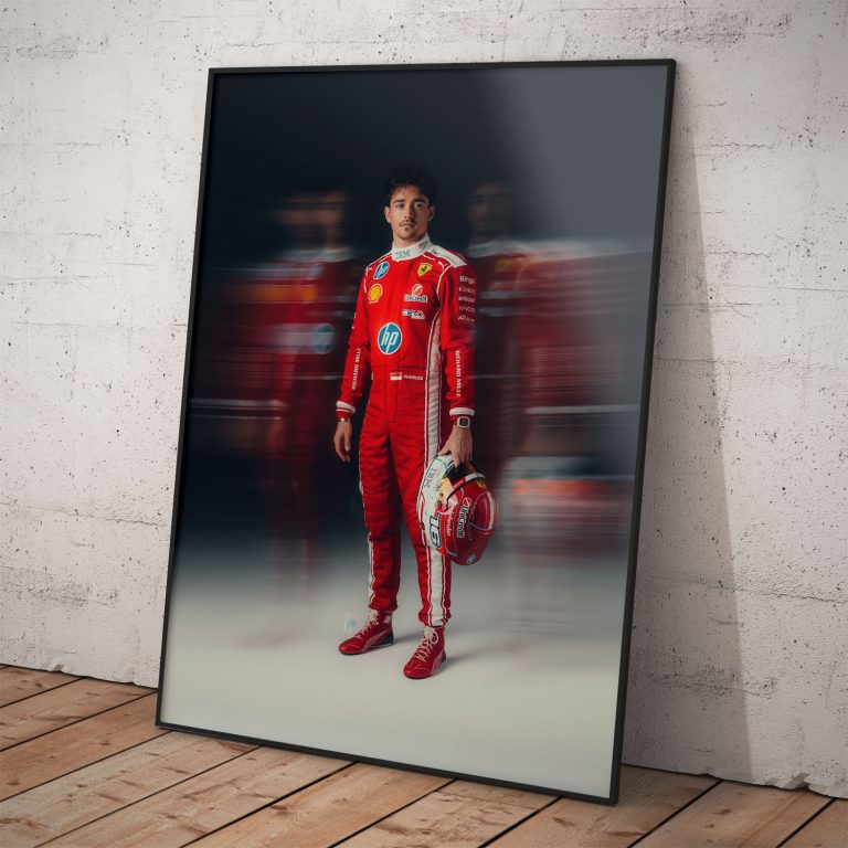 Plagát Charles Leclerc v Ferrari kombinéze na kvalitnom papieri