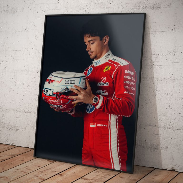 Plagát Charles Leclerc 2025 Ferrari na kvalitnom pololesklom papieri