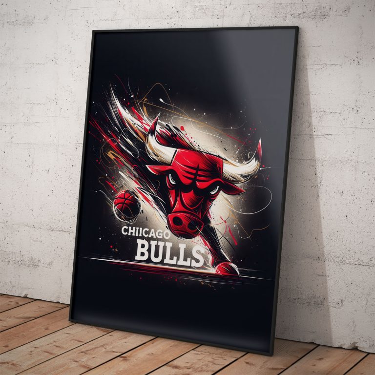 Plagát Chicago Bulls s maskotom Benny the Bull na kvalitnom papieri.