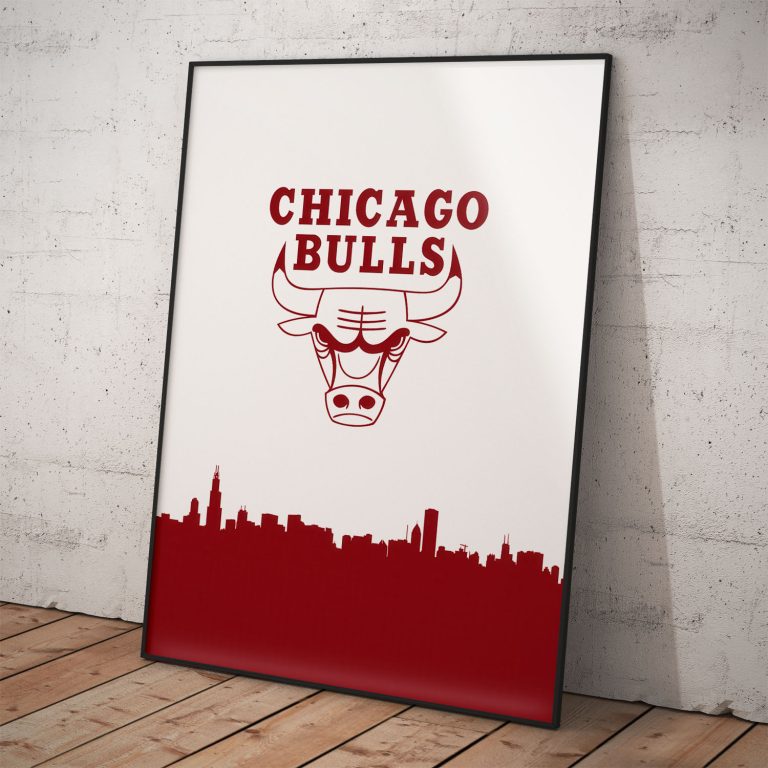Chicago Bulls plagát s kvalitným pololesklým povrchom a žiarivými farbami.