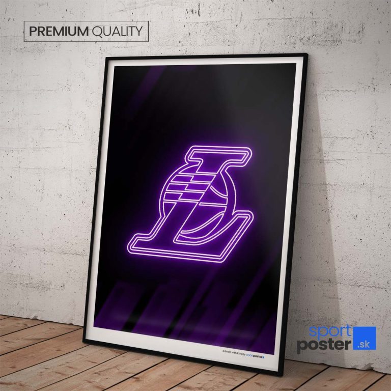 Plagát Los Angeles Lakers s neónovým nápisom, kvalitný tlač