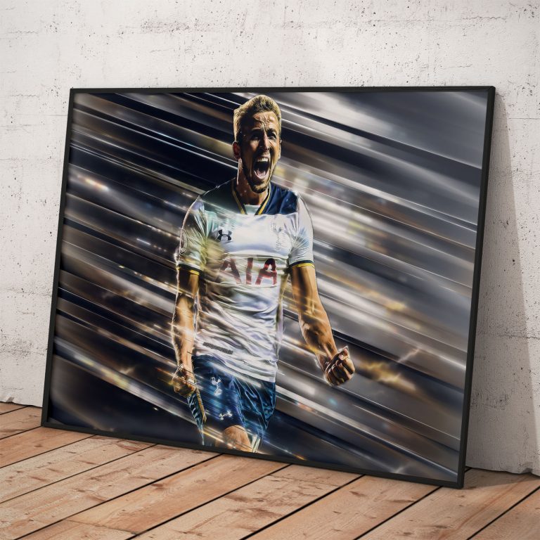Poster Harry Kane pre fanúšikov Tottenhamu s kvalitným pololesklým papierom v ráme.