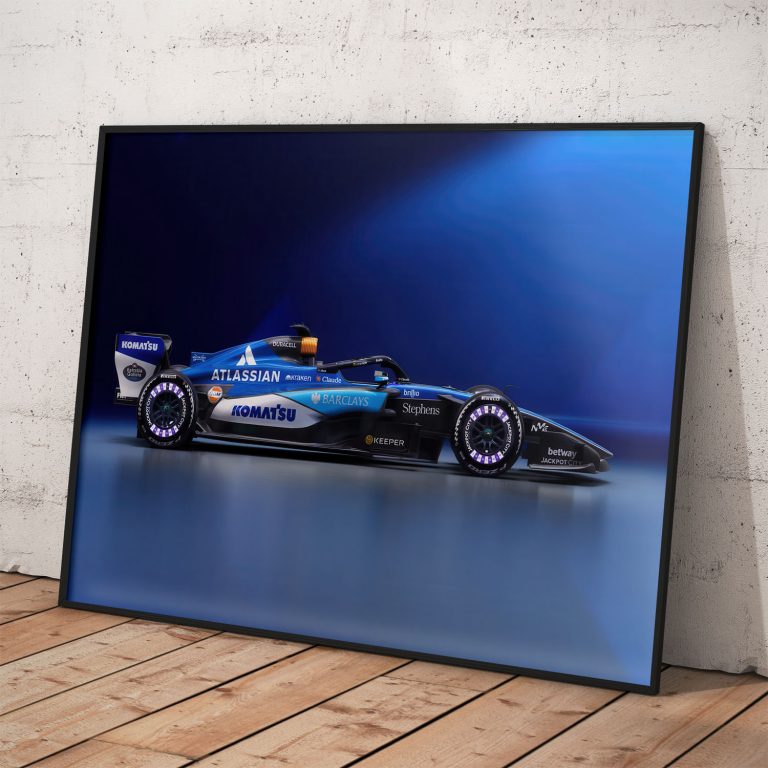 Originálny plagát Williams Racing FW48 na sezónu 2026. Kvalitné spracovanie a voliteľné hliníkové rámovanie.