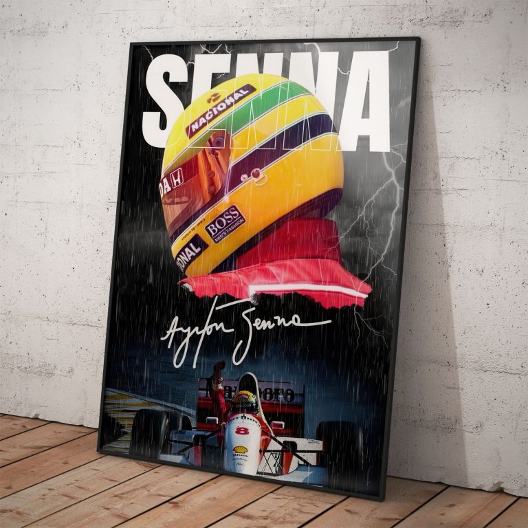 Poster Ayrton Senna v McLaren aute, stálofarebná tlač