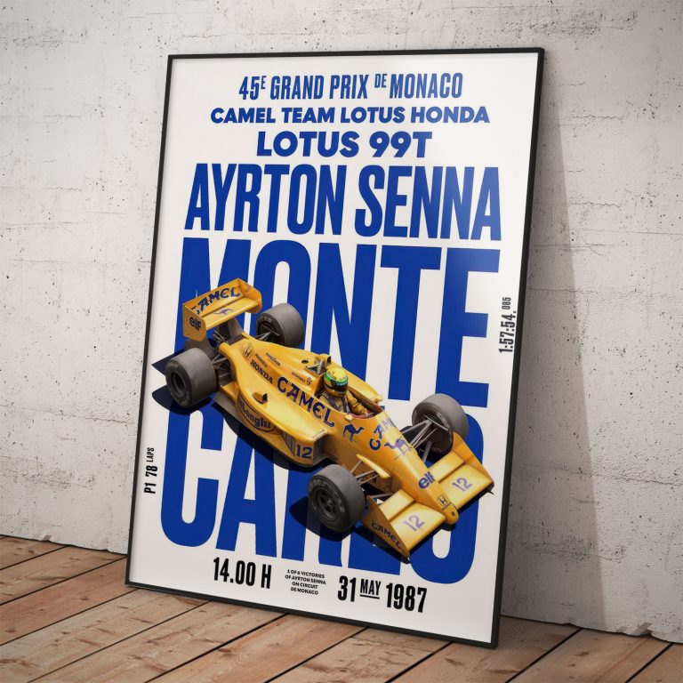 Plagát Ayrtona Sennu v Monte Carle na kvalitnom papieri