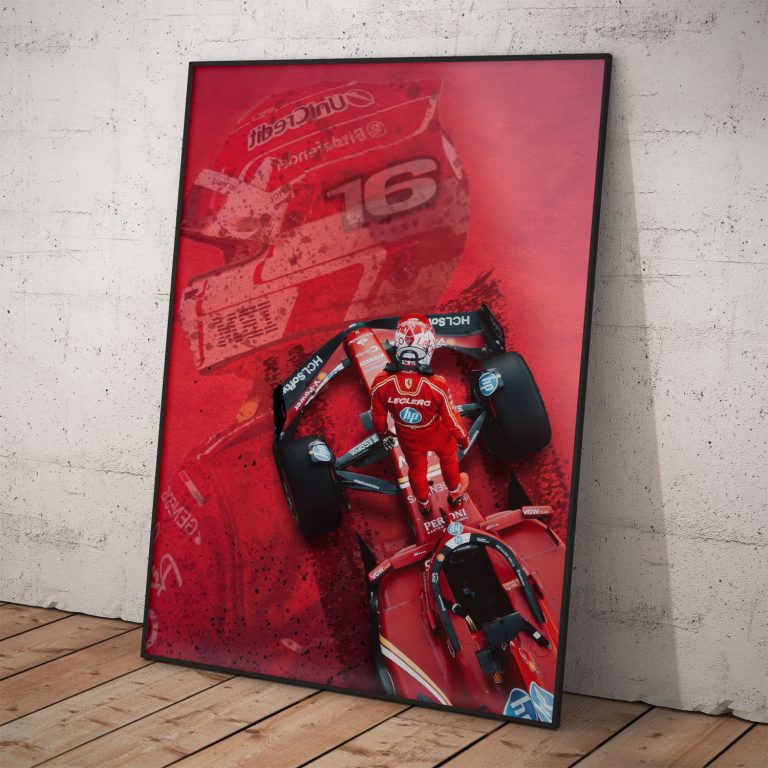 Plagát Charles Leclerc vo Ferrari 2026, kvalitný pololesklý papier.