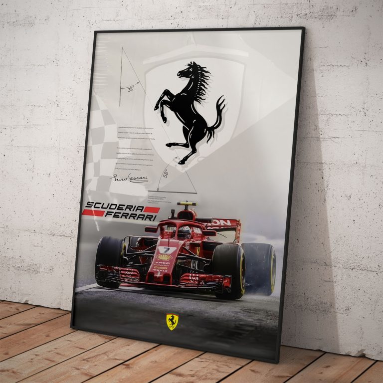 Plagát Scuderia Ferrari s kvalitným pololesklým papierom a žiarivými farbami.
