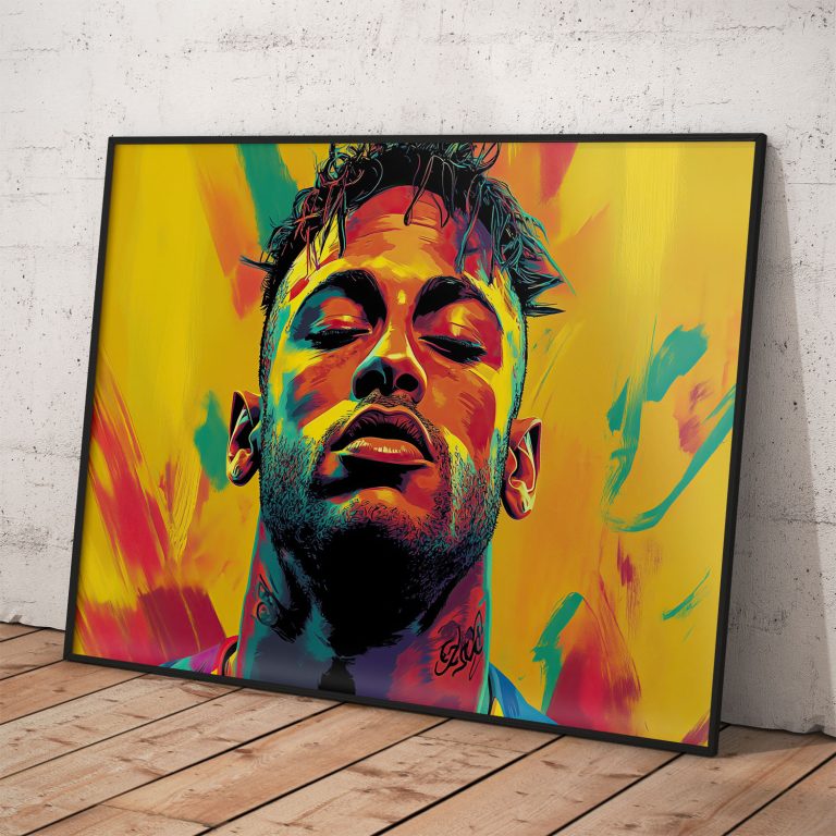 Plagát Neymar Jr s kvalitným pololesklým papierom, žlté farby.