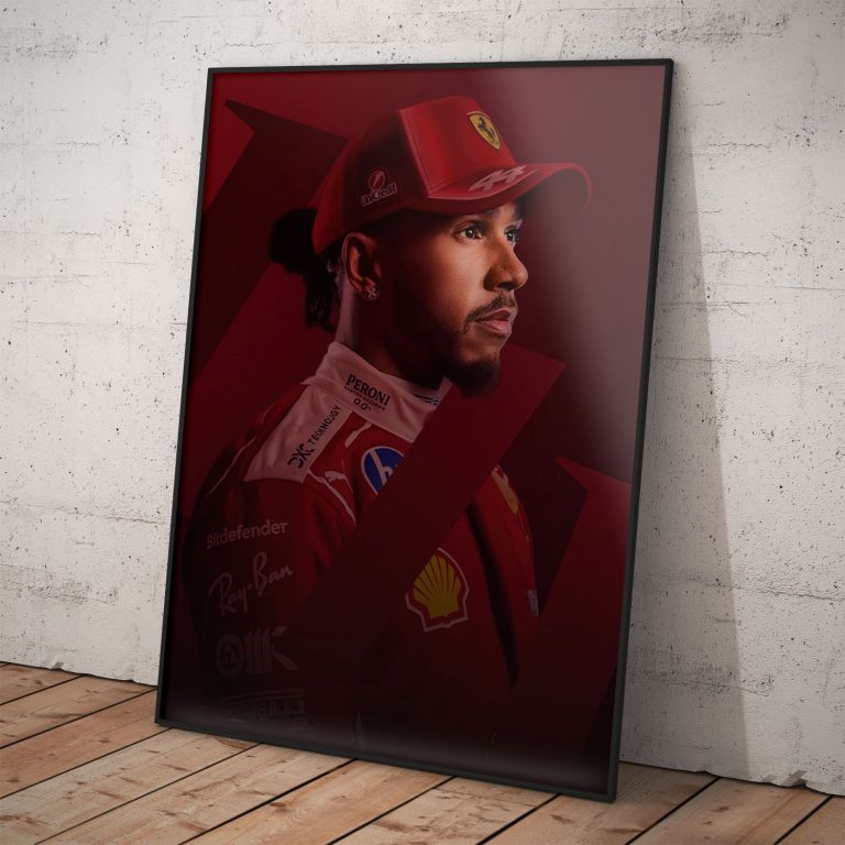 Poster Lewisa Hamiltona z roku 2008, majstra sveta F1, s kvalitným pololesklým papierom a voliteľným rámovaním.