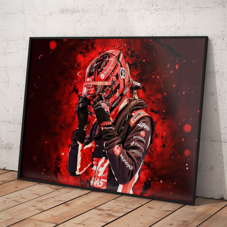 Umelecký poster Esteban Ocon Formula 1 sezóna 2026 Haas F1 Team.