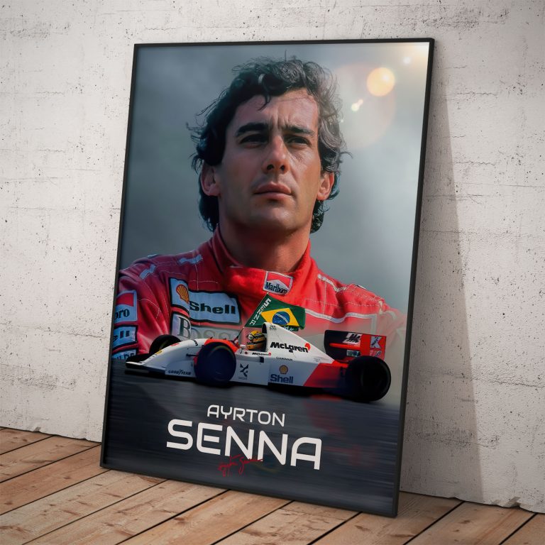 Portrét Ayrton Senna na kvalitnom pololesklom papieri s perleťovým efektom.