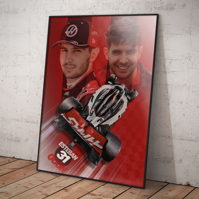 Darčekový poster Esteban Ocon Formula 1 sezóna 2026 tím Haas.