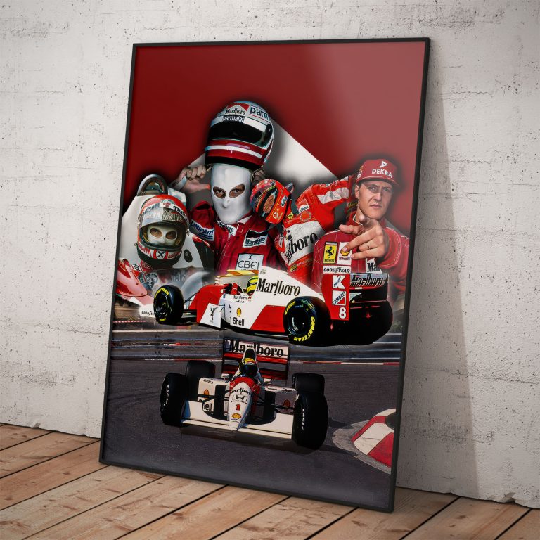 Plagát Legendy F1: Michael Schumacher a Niki Lauda s monopostom McLaren
