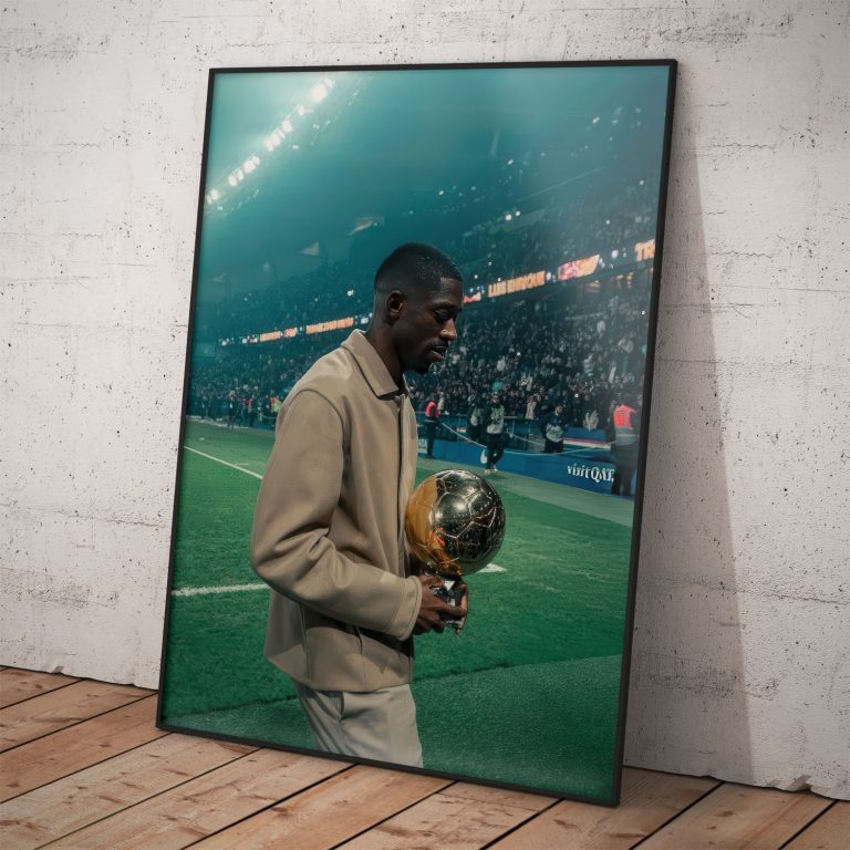 Plagát Ousmane Dembélé na štadióne PSG na kvalitnom pololesklom papieri.
