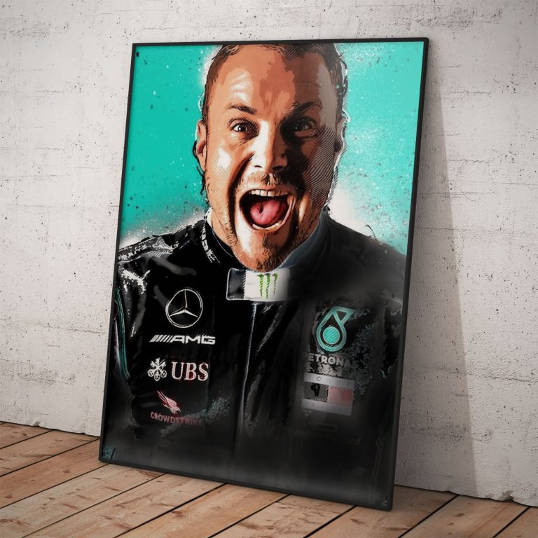 Portrét Valtteri Bottas na kvalitnom pololesklom papieri s voliteľným hliníkovým rámom.