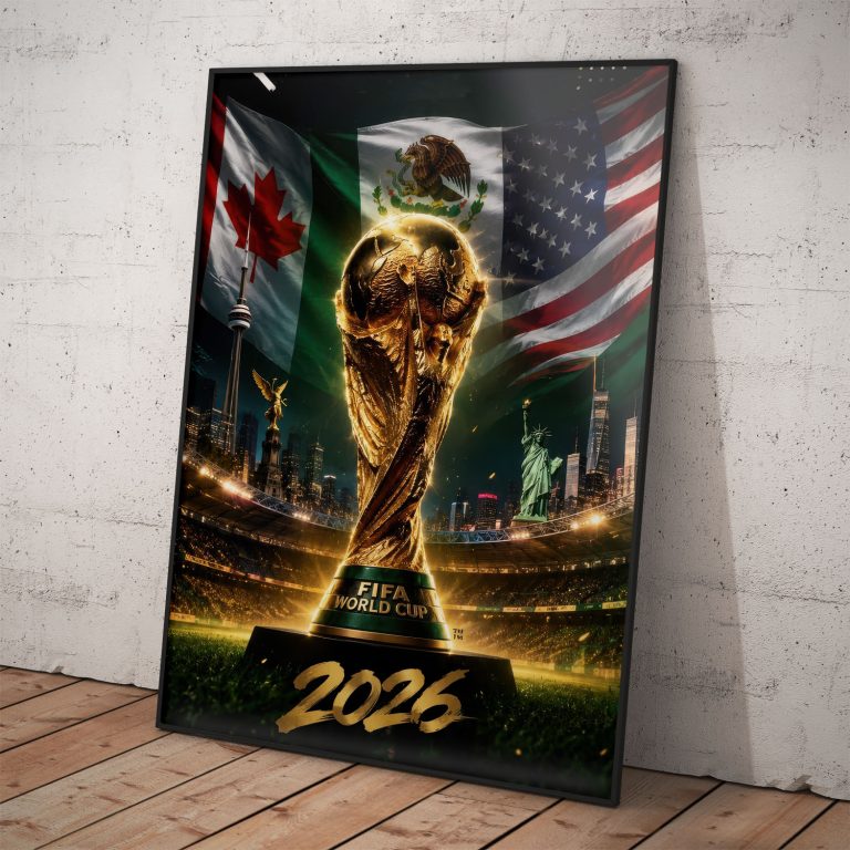 Plagát Majstrovstvá Sveta futbal so zlatou trofejou FIFA World Cup