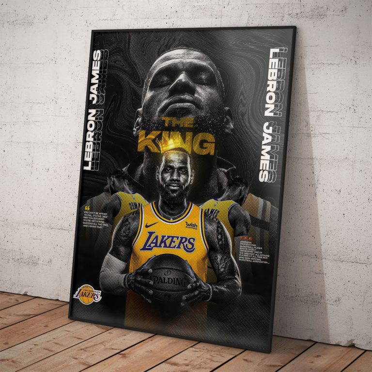 LeBron James športový plagát s inšpiratívnym citátom o prekonávaní strachu, kvalitný papier s perleťovým efektom