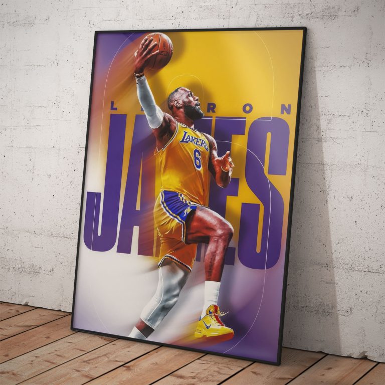 Plagát LeBron James v drese Los Angeles Lakers na kvalitnom papieri