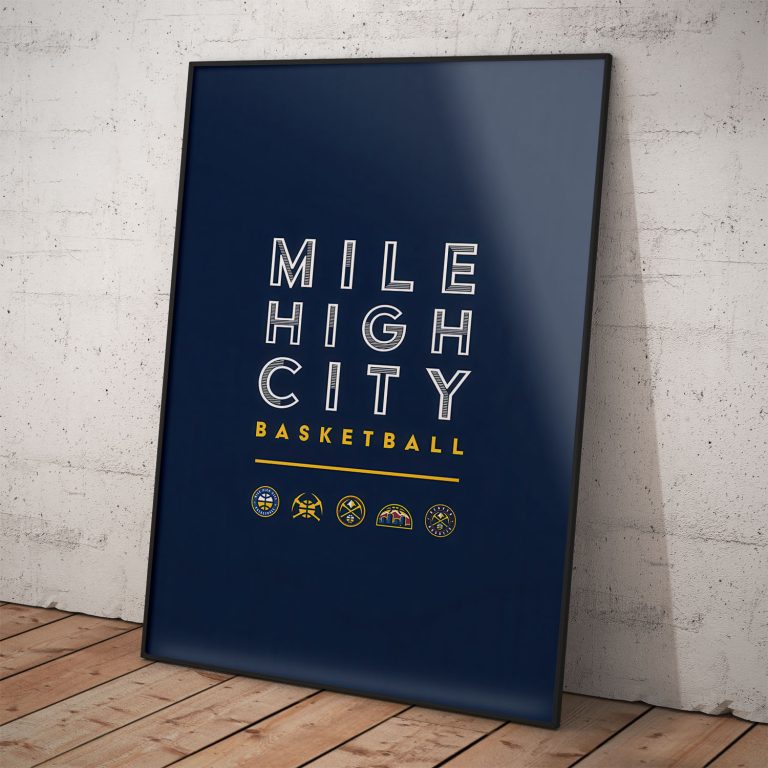 Poster Denver Nuggets s kvalitným perleťovým papierom a stálofarebnou tlačou
