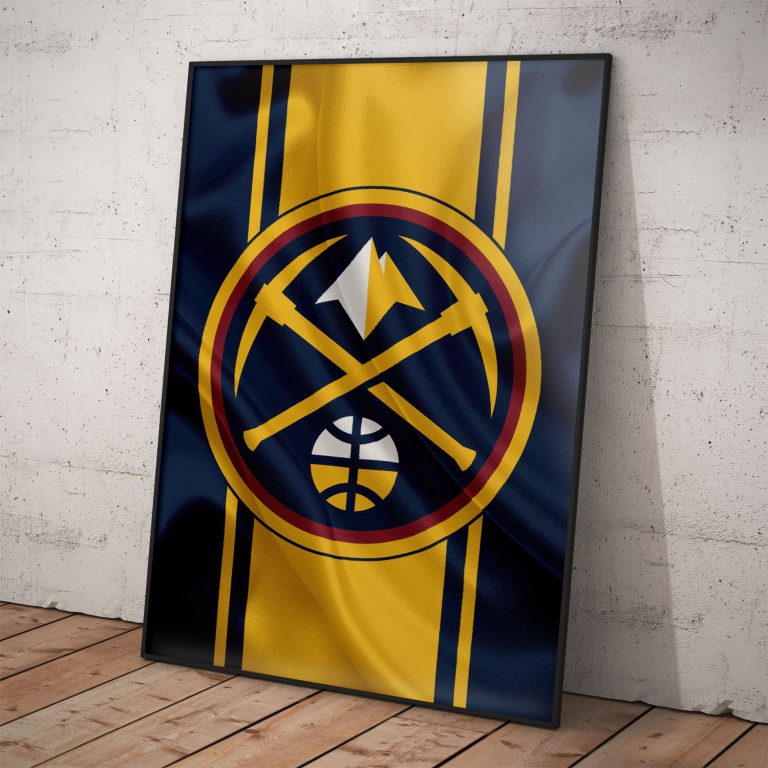 Denver Nuggets plagát s vlajkou na kvalitnom papieri s perleťovým efektom.