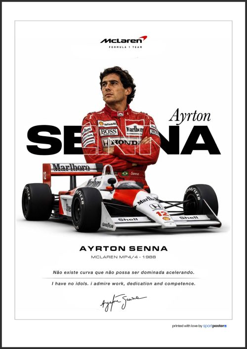 Prémiový plagát Ayrton Senna McLaren F1 z originálnej série v ráme.