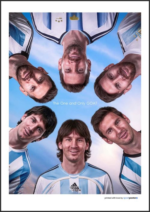 Poster Lionel Messi - Futbal - 40 | SportPoster.Sk Umelecký kruhový plagát Lionel Messi s portrétmi od mladosti po dnes v argentínskom drese.